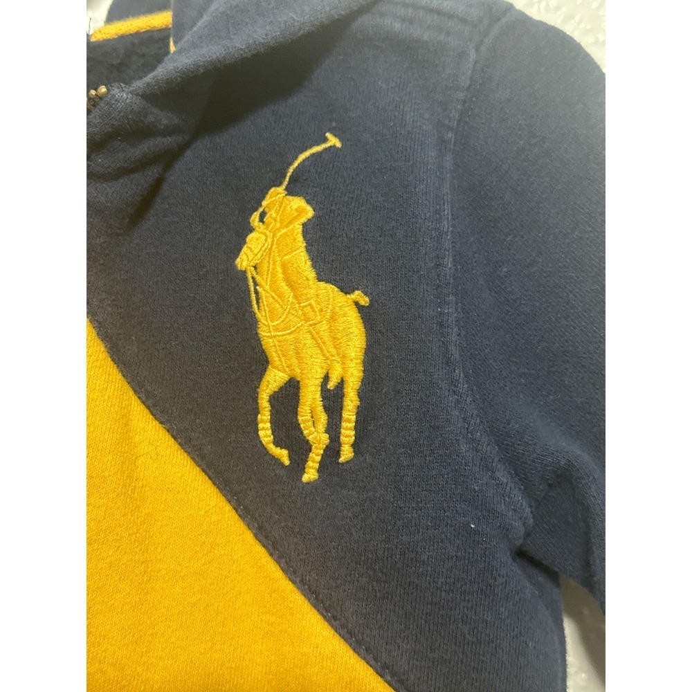 Kids Polo Ralph Lauren Hoodie Zip Up Size 2T Navy Yellow Green Pony Logo - Picture 2 of 5